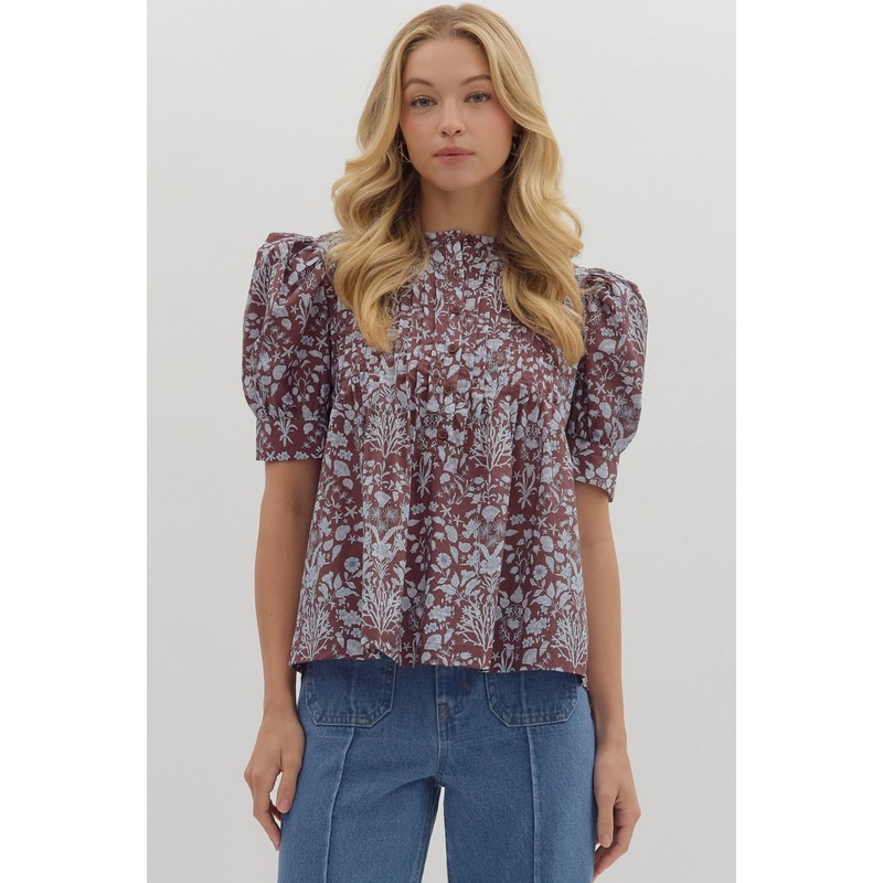 Without A Doubt Brown Floral Top