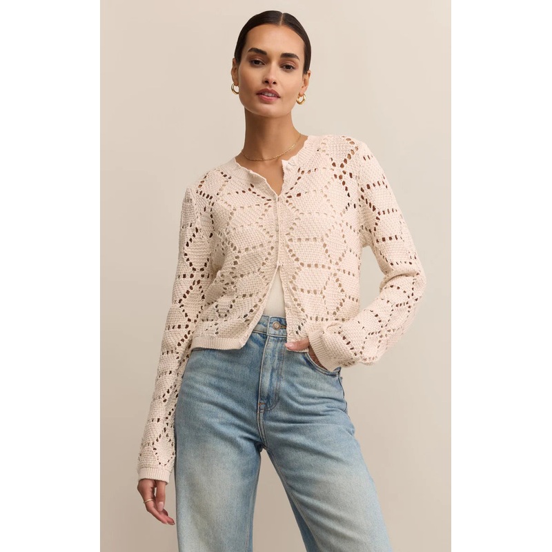 Z Supply Rosalyn Diamond Sweater Cardigan in Crystal