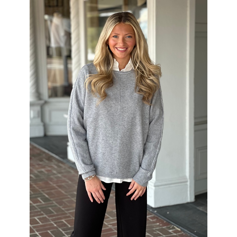 Charlie B Dolman Sleeve Sweater in Grey