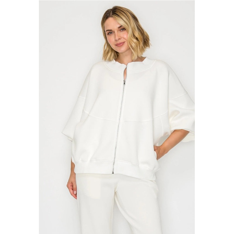 Finella Stretch French Scuba Jacket in White