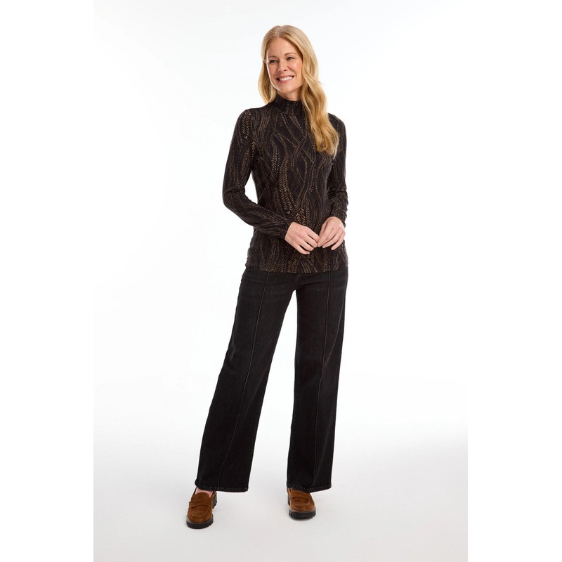 French Dressing Olivia Pintuck Wide Leg Jeans in Black Wash