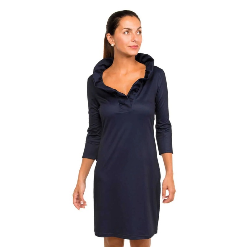 Gretchen Scott Ruffneck Dress Navy