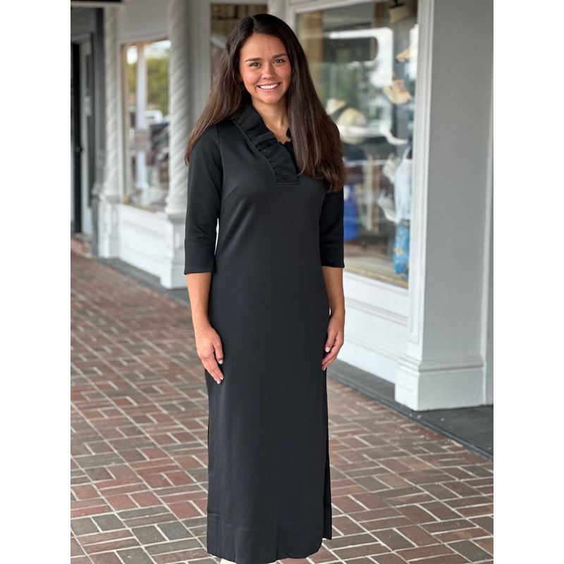 Gretchen Scott Ruffneck Maxi Dress in Black