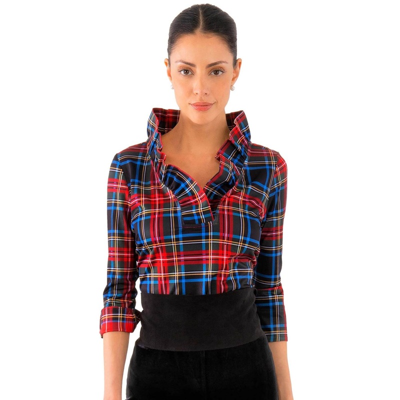 Gretchen Scott Ruffneck Top in Duke of York Black