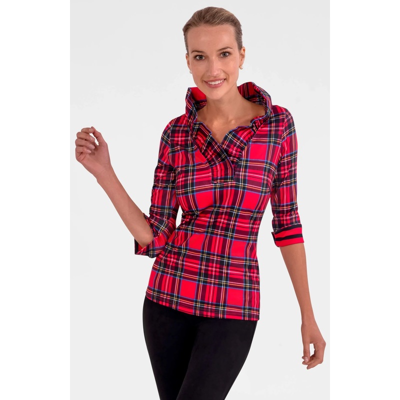 Gretchen Scott Ruffneck Top in Duke of York Red