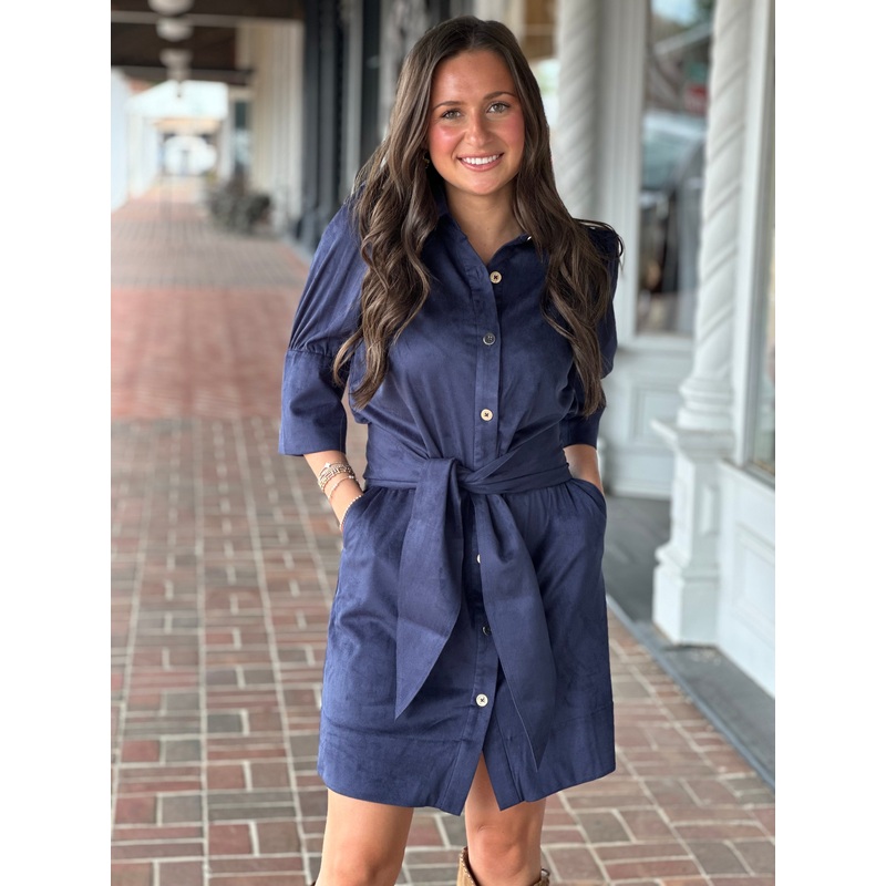 Gretchen Scott Swagger Dress in Ultra Suede Navy
