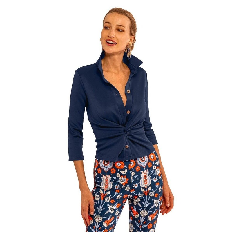 Gretchen Scott Twist & Shout Top in Solid Navy