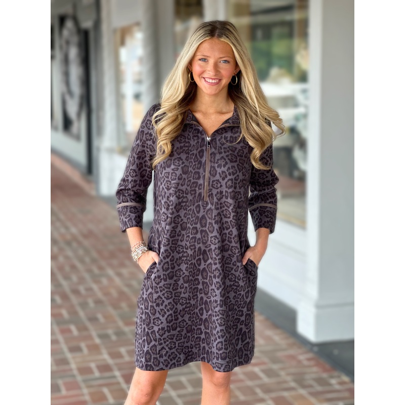 Lior Dulce Mini Dress in Grey Animal Print