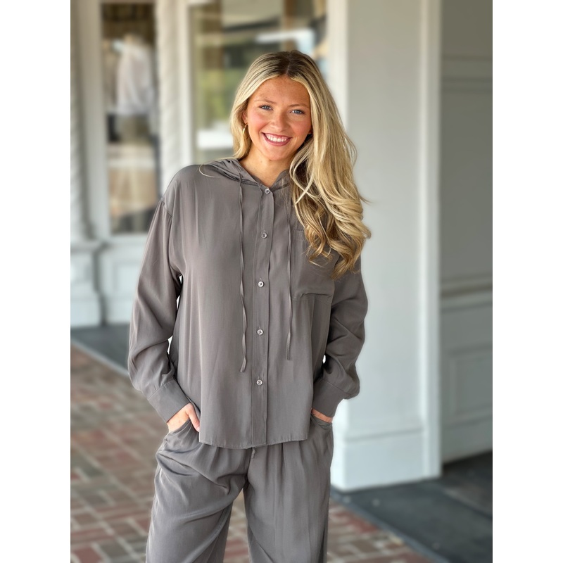 Lola +  Sophie Satin Hoodie in Steel