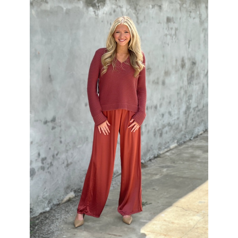 Michael Stars Linda Striped V-Neck Pullover in Muse