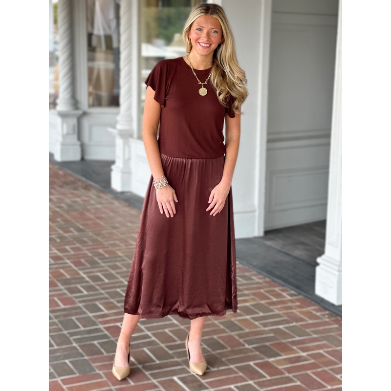 Michael Stars Meryl Midi Dress in Espresso