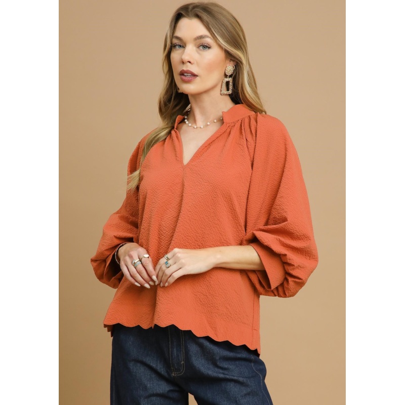 Split Neck Top in Rust|S|M|L