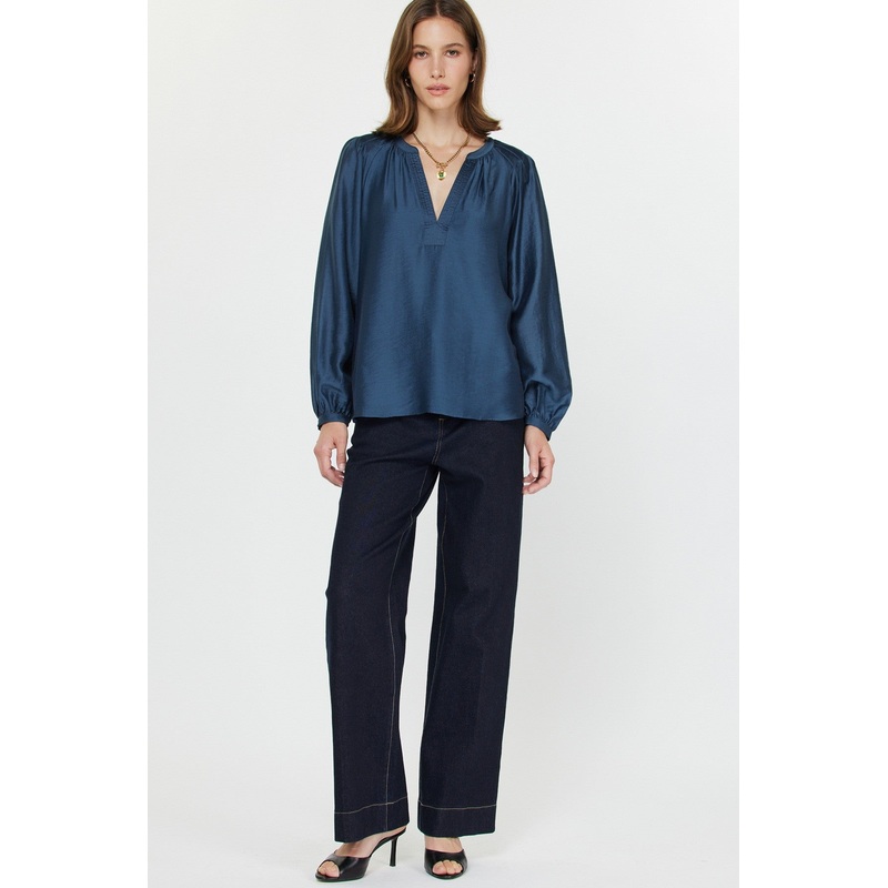 V-neck Long Sleeve Sapphire Top