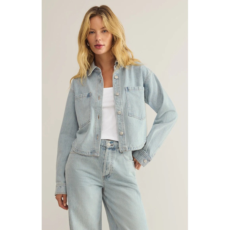 Z Supply All Day Cropped Denim Jacket in Faded Indigo