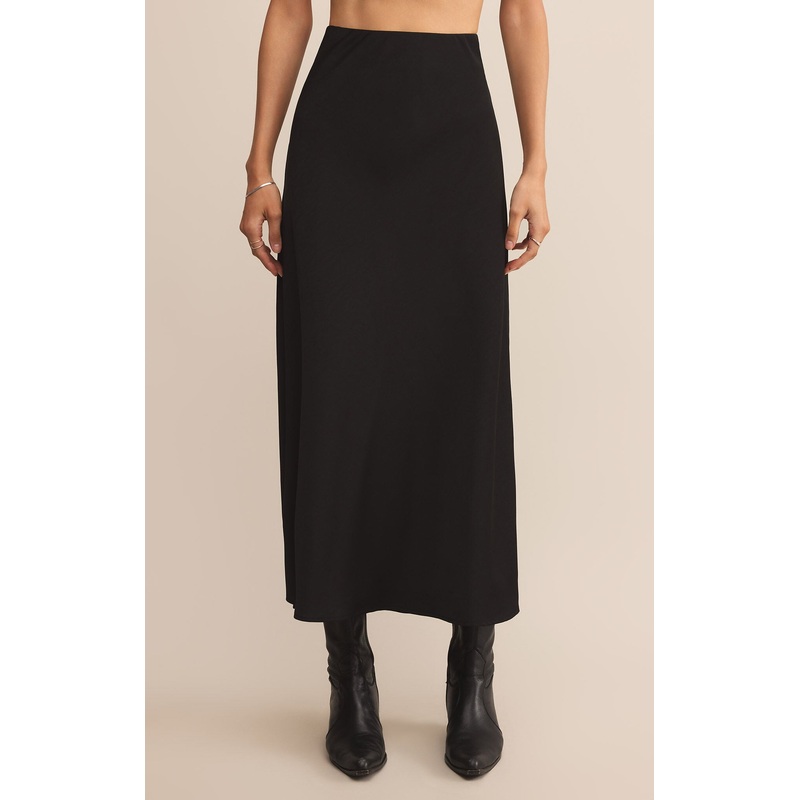 Z Supply Izabel Luxe Satin Skirt in Black
