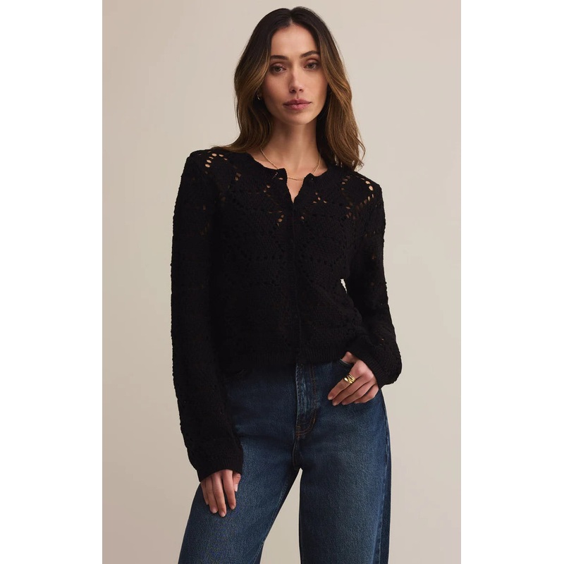 Z Supply Rosalyn Diamond Sweater Cardigan in Black