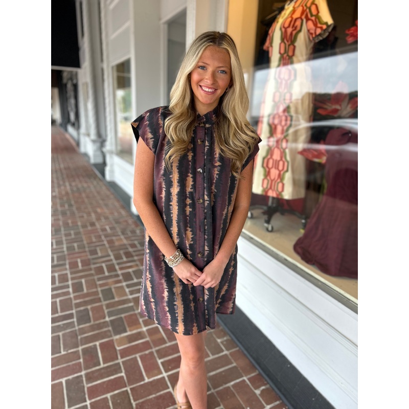 Button Down Brown Floral Dress