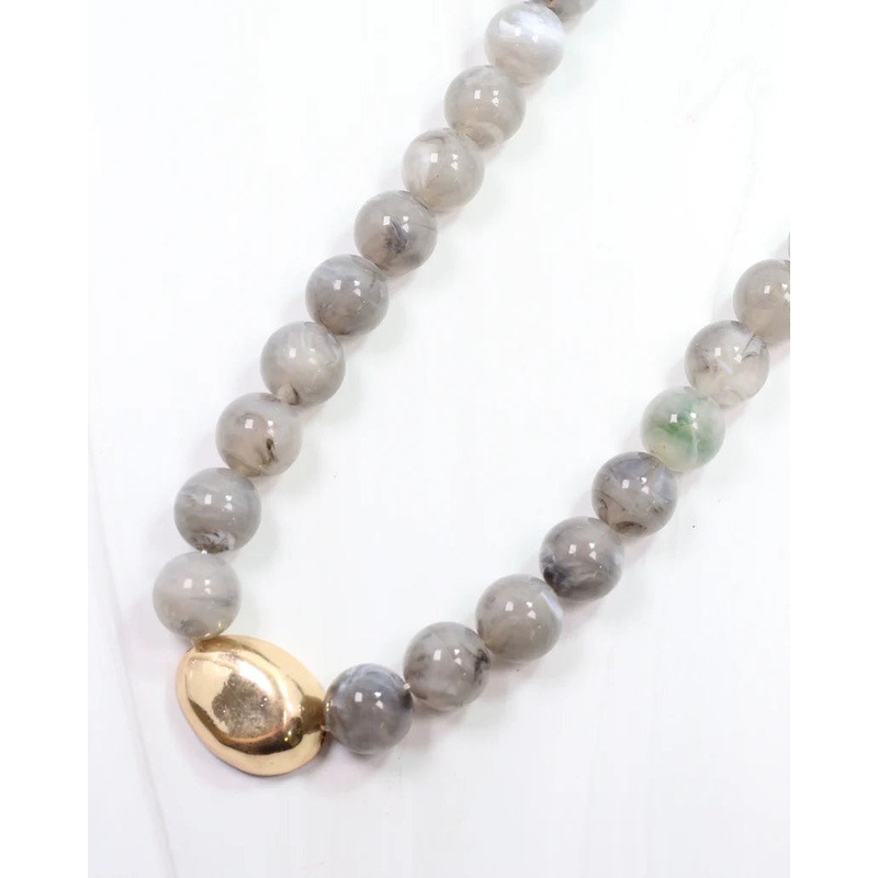 Caroline Hill Brooklyn Bold Stone Necklace in Gray