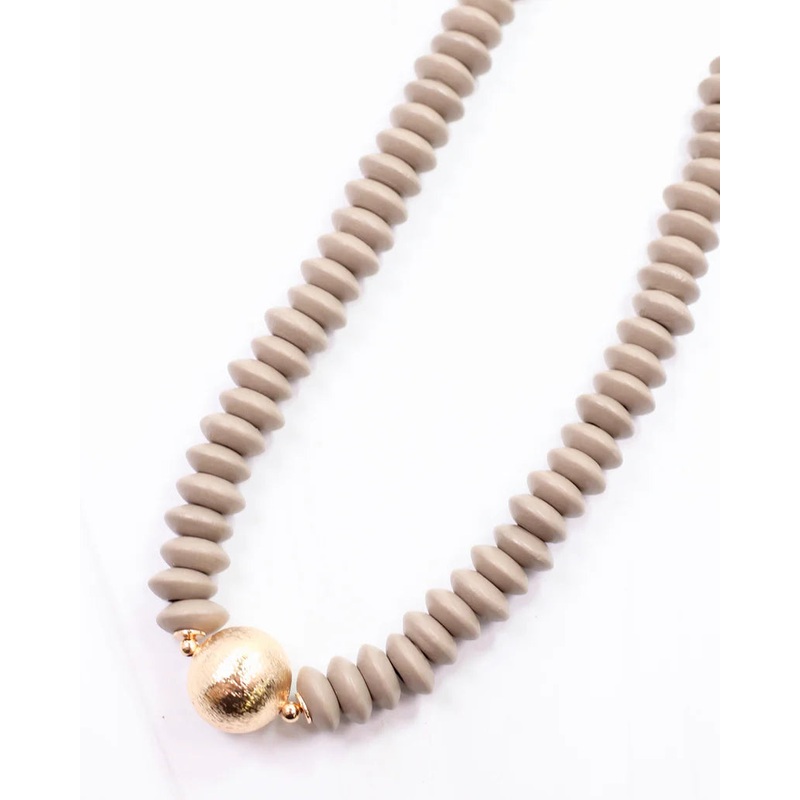 Caroline Hill Dayle Disc and Ball Necklace in Brown