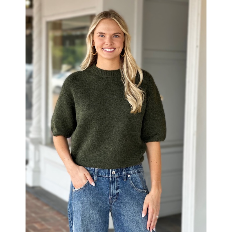 Charlie B Balloon Sleeve Sweater in Spruce