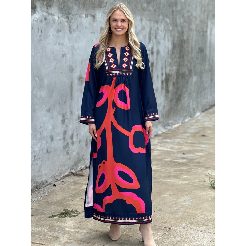 CK Bradley Crispell Caftan in Ocean Fire