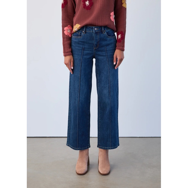 French Dressing Olivia Wide Ankle Jeans In Dark Indigo