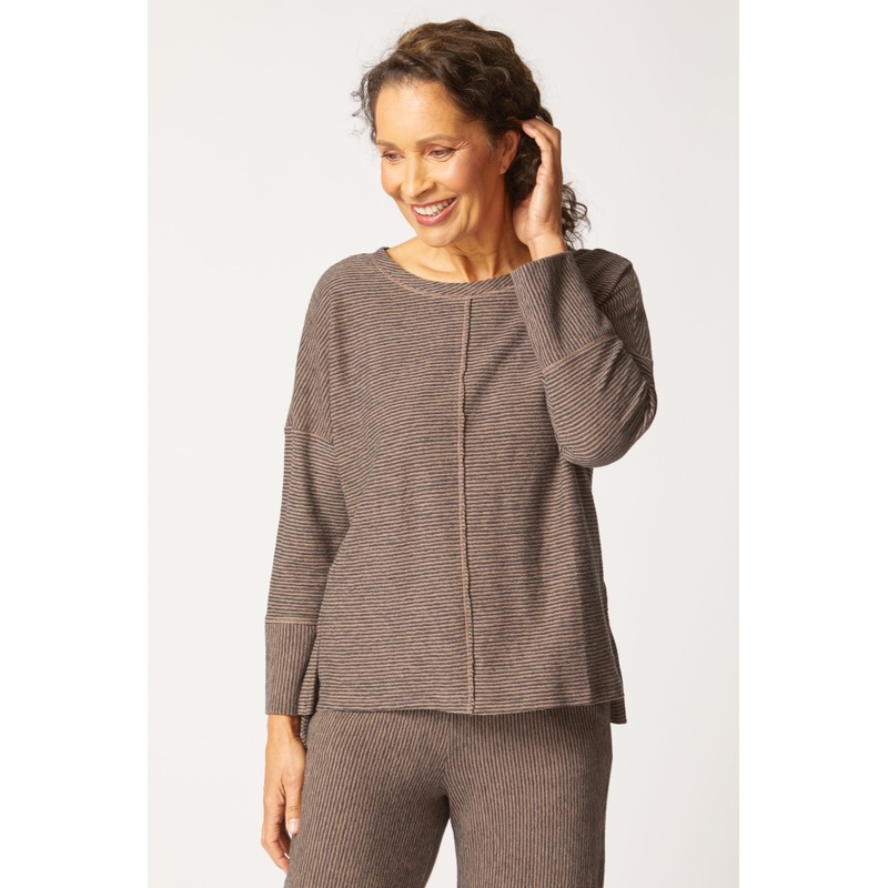 Habitat Pasadena Stripe Canyon Pullover in Truffle