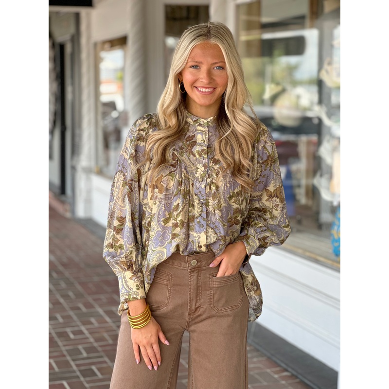 Mistful Lavender Button Down Top