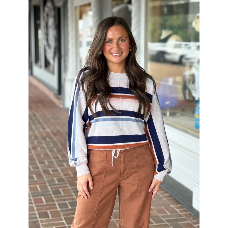 Polly Draw Tie Striped Sweater