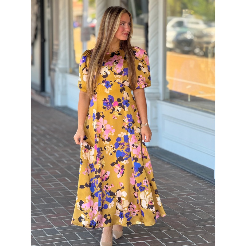 Tyler Boe Frankie Charmeuse Dress in Enchanted Floral