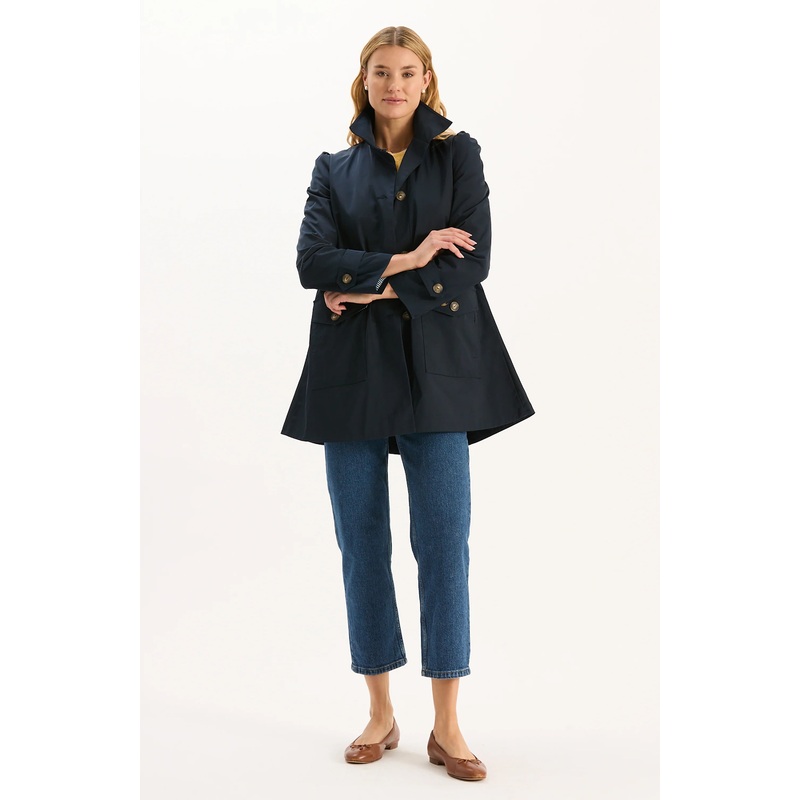 Tyler Boe Sutton Water Repellent Trench in Mid Navy