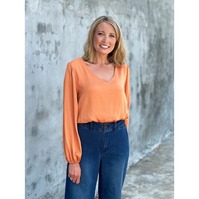 Washed Satin Pumpkin Top|S|M|L