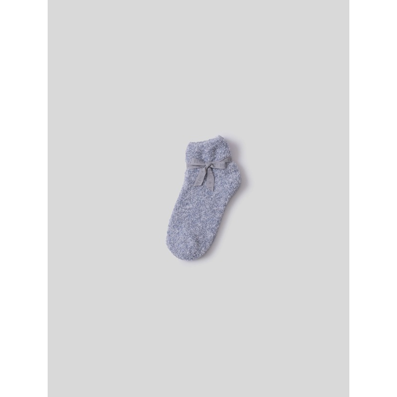 Barefoot Dreams CozyChic Heathered Tennis Socks in Heathered Snow Drop