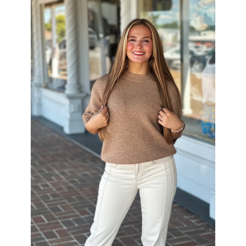 Charlie B Balloon Sleeve Sweater in Sesame