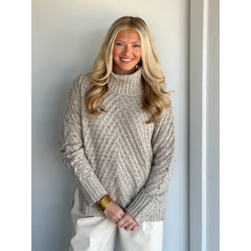 Charlie B Diagonal Cable Sweater in Oat
