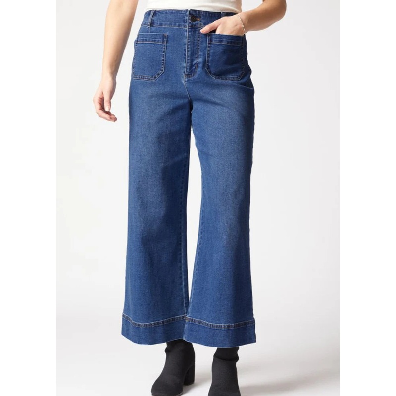 Habitat Stretch Denim Wide Leg Ankle Jean in Dark Denim