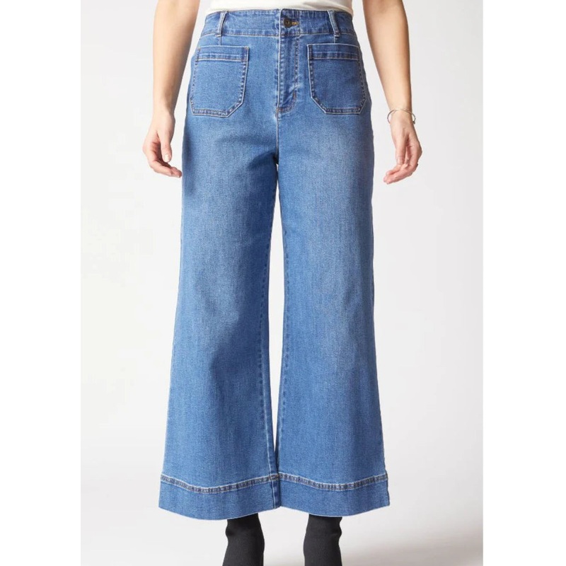 Habitat Stretch Denim Wide Leg Ankle Jean in Medium Denim