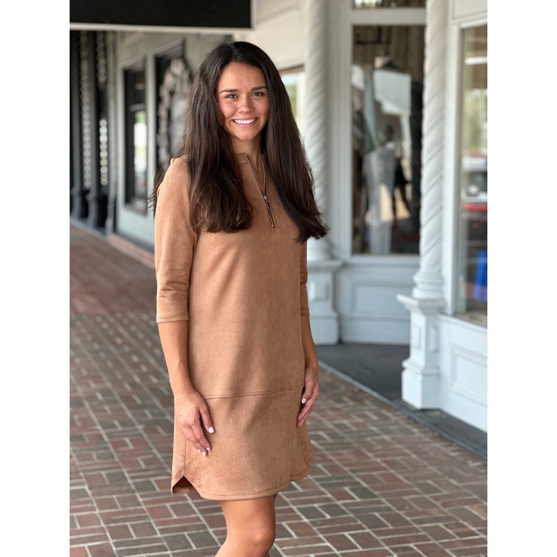 Perre Mocha Suede Quarter Sleeve Dress