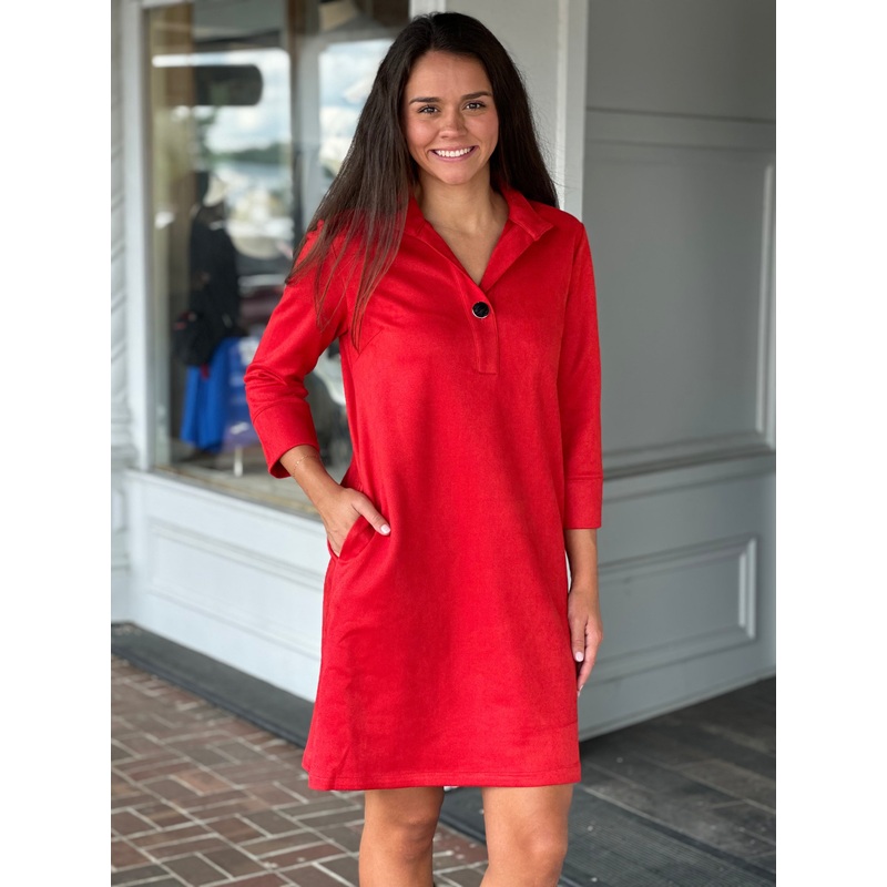 Perre Poppy Red Three Quarter Sleeve Clifton Dress