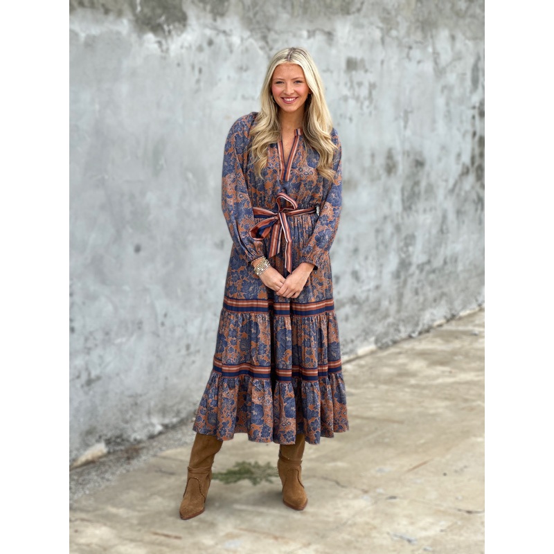 Printed Tiered Maxi Dress|XS|S|M|L