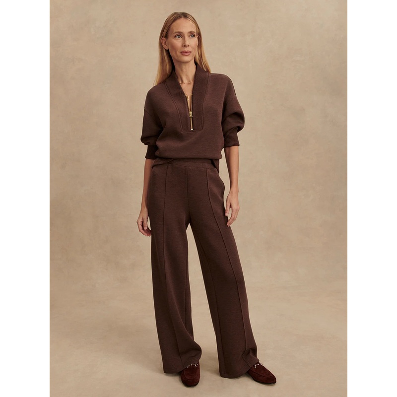 Varley The Wide Leg Pant 30 in Coffee Bean Marl