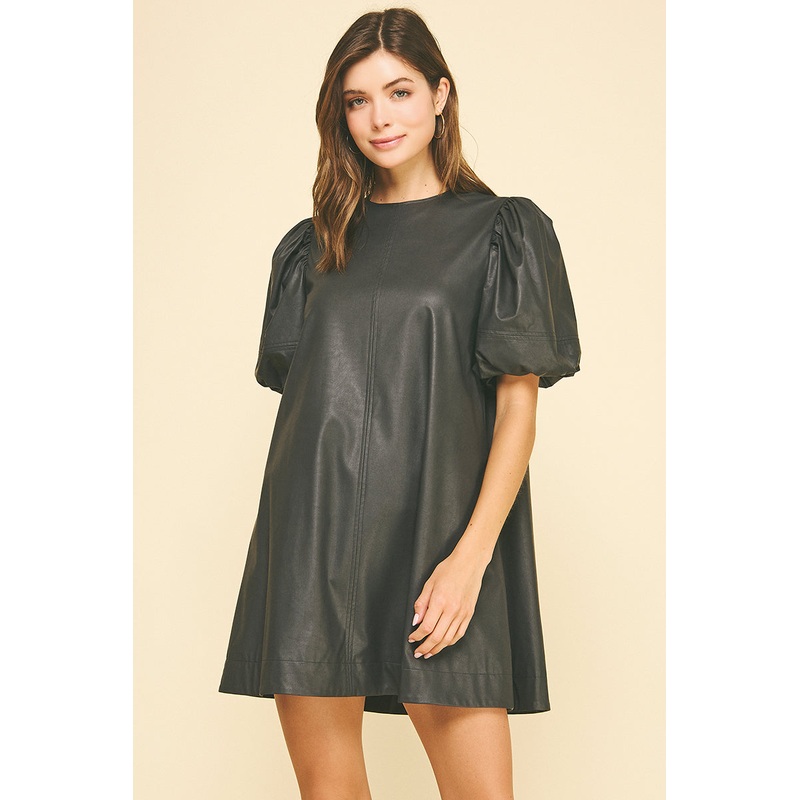 Black Leather Mini Dress|S|M|L