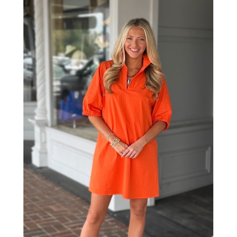 Charlotte Orange Drop Shoulder Dress