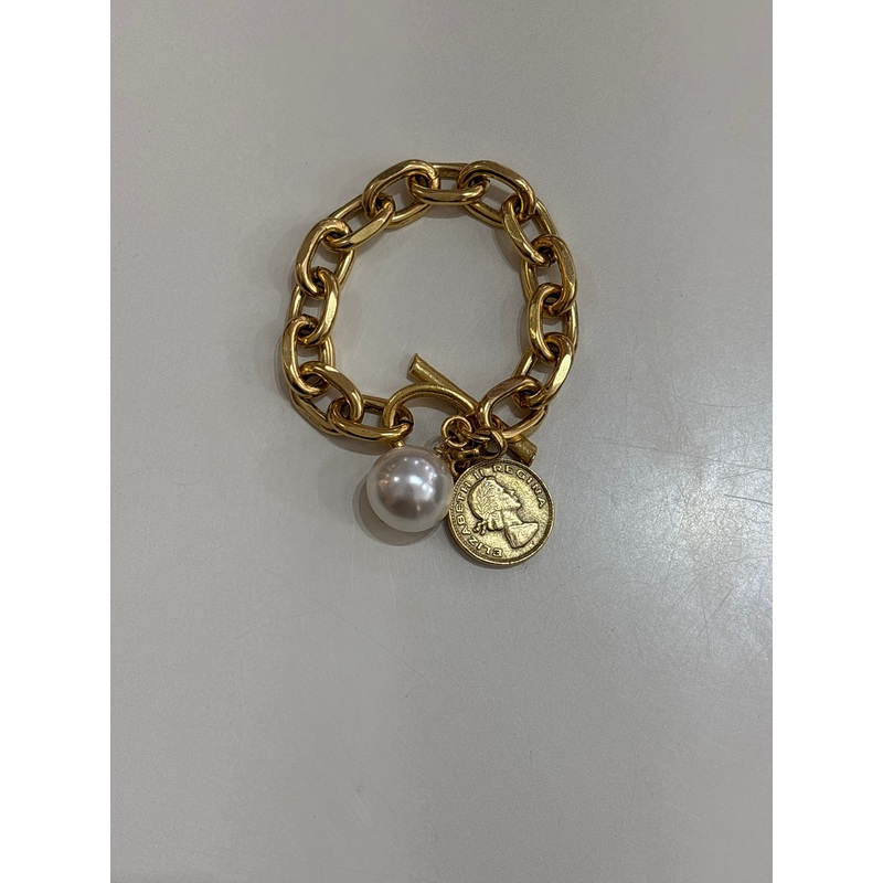 Coin Pendant + Pearl Bracelet