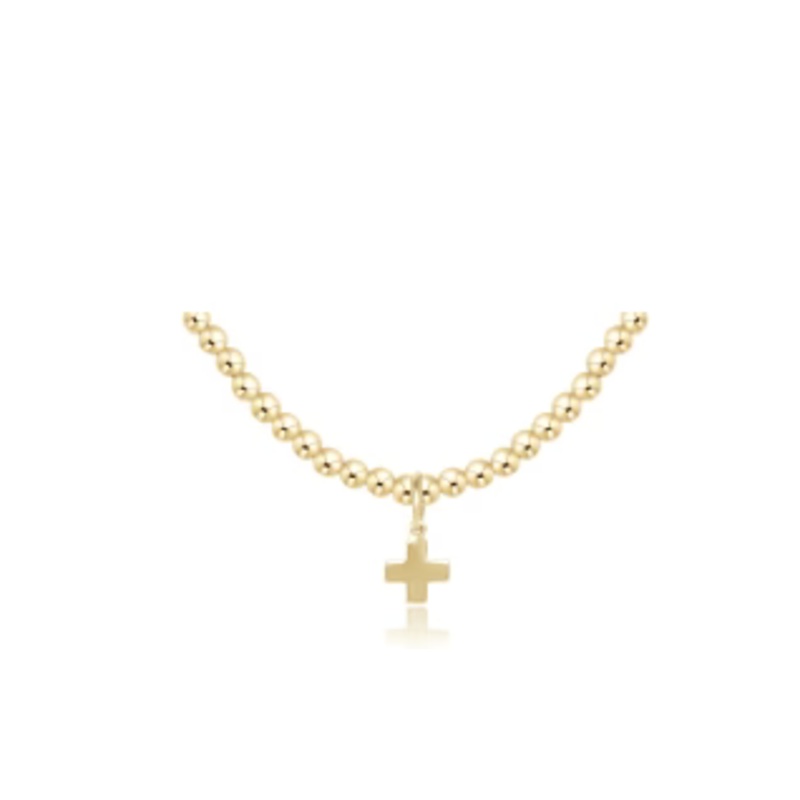 enewton 17 Choker Classic Gold 3mm Bead – Signature Cross Gold Charm