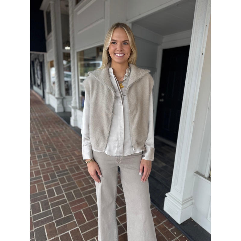 Florez Zip Up Sweater in Off-White