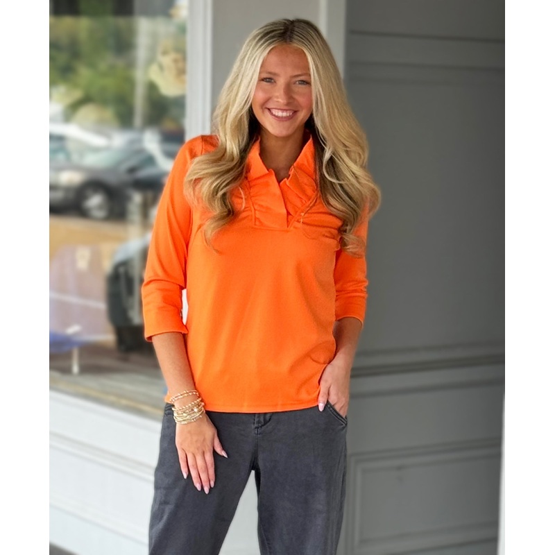 Gretchen Scott Ruffneck Top in Orange
