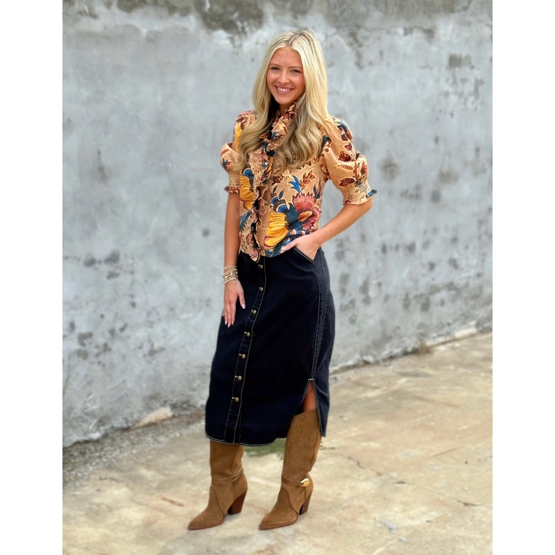 Love The Label Apolline Midi Skirt in Pagent Blue
