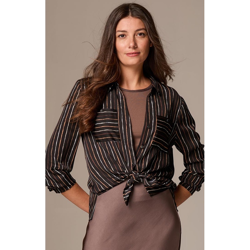 Nic + Zoe Mini Painted Stripe Shirt in Black