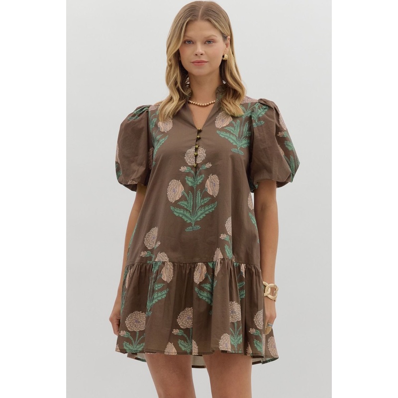 Only Gets Better Brown Floral Dress